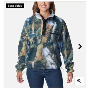 DISO Columbia W Helvetia Half Snap Fleece in Napa Green Chasing Falls